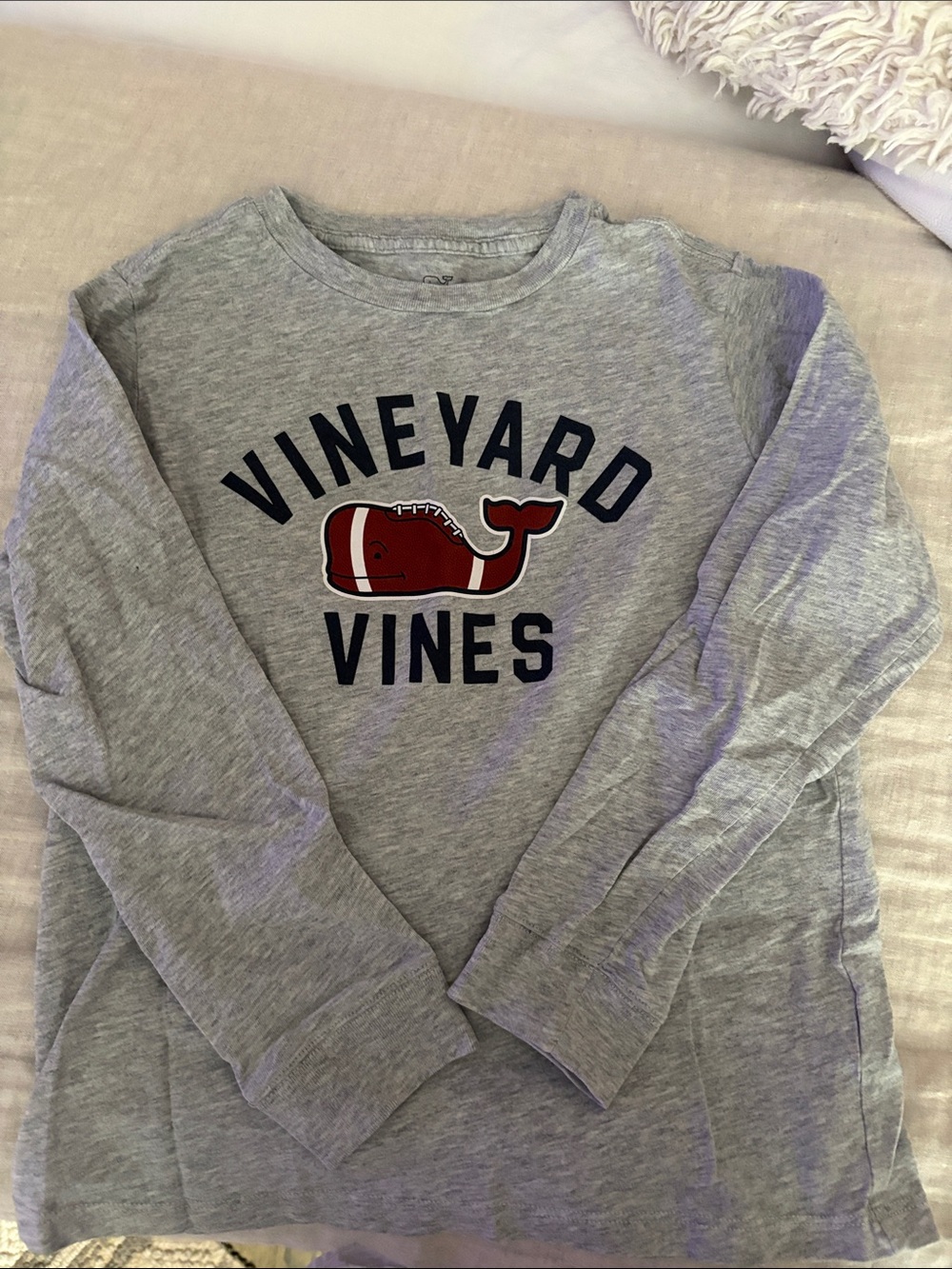 Vineyard Vines Gray Crewneck Sweatshirt with Red Whale Logo